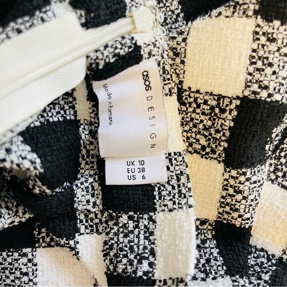 ASOS black white buffalo plaid check mini skirt 6 - Picture 7 of 8